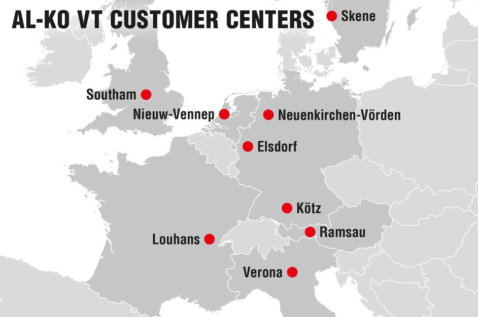 Now nine AL-KO customers centers for even more customer proximity in Europe. | © AL-KO Vehicle Technology Group